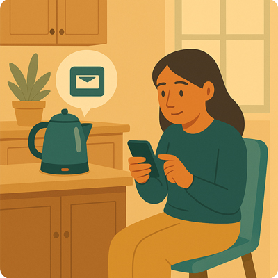 Smart kettle sending a message